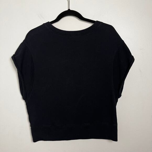 Sandro Paris Tokyo Grunge Crop Sweatshirt 2  Black Silver - Picture 5 of 9
